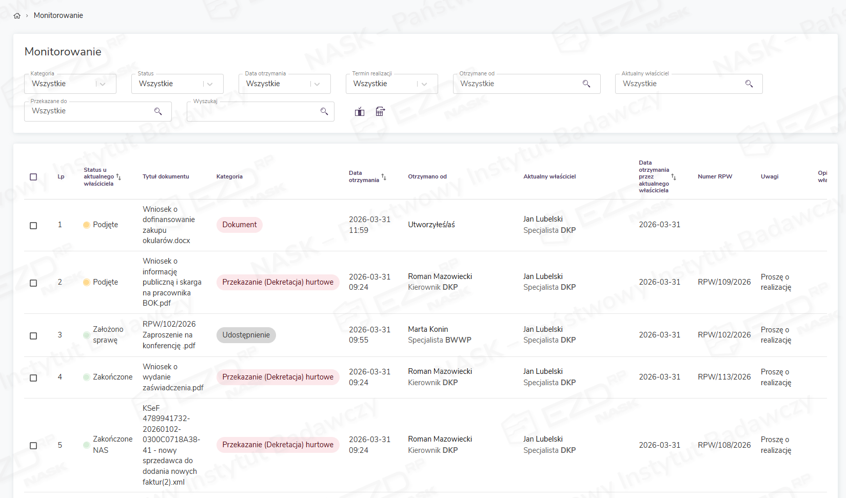 Moduł Monitorowanie